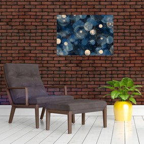 Tablou pe sticlă - Inele Albastru-Aurii (70x50 cm)