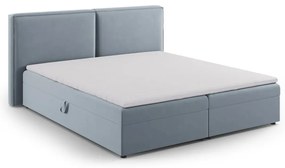 Pat boxspring albastru deschis cu spațiu de depozitare 160x200 cm Arendal – Cosmopolitan Design