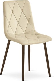 Scaun Bucatarie/Dining Fido Picioare Finisaj Lemn Culoare Nuc, Catifea Bej