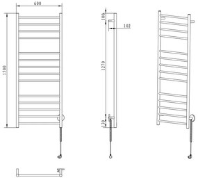 Portprosop electric Sapho REDONDO 130W/230V 150 cm crom lucios rotund