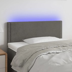 3121503 vidaXL Tăblie de pat cu LED, gri închis, 80x5x78/88 cm, catifea