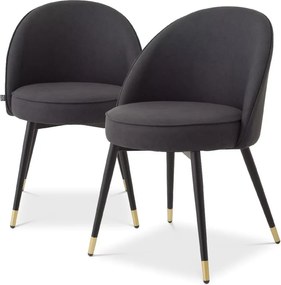 Set de 2 scaune design LUX Cooper, piele sintetica gri