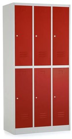 Dulap metalic - 6 cutii, 90 x 45 x 185 cm, incuietoare cu cilindru, rosu - ral 3000