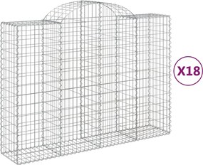 vidaXL Coșuri gabion arcuite 18 buc, 200x50x140/160cm, fier galvanizat