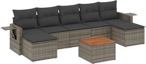 vidaXL Set canapele de grădină cu perne, 8 piese, gri, poliratan
