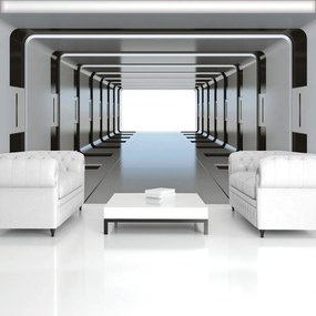 Fototapet - 3D tunel argintiu (254x184 cm)