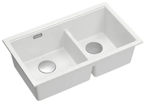 Chiuveta compozit sub blat Quadron Logan 120 alb - inox 76x45 cm