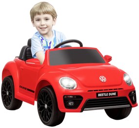 AIYAPLAY Mașină electrică 12V sub Licență Volkswagen Beetle cu telecomandă, viteză 3-5 km/h, 3-5 ani, roșu | Aosom Romania