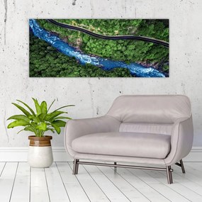 Tablou - Râu între munți, Caucaz, Rusia (120x50 cm)