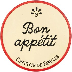 Suport din fontă pentru vase fierbinți „Bon Appétit”, ivoire cu roșu, Ø24,5 cm