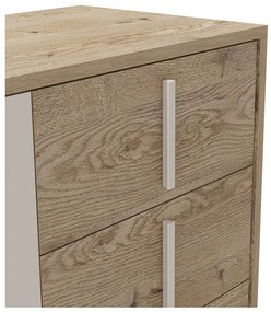 Comodă gri/în culoare naturală joasă cu aspect de lemn de stejar 140x80 cm Millay – Marckeric