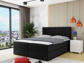 Pat matrimonial 140 cm Gunzy (Negru) (cu somieră și saltea) (cu sp. depozitare). Promo -17%. 1104121
