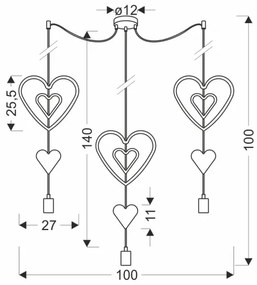 Lustra pentru copii TRIO cu cablu 3xE27/20W/230V roz/alb/gri