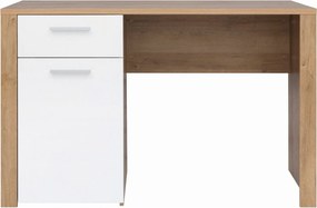 Birou BALDER, stejar/alb, PAL laminat, 120x56x77 cm