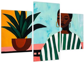 Tablou - Femeie cu floare (90x60 cm)