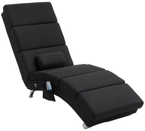 HOMCOM Fotoliu relaxant șezlong de relaxare ergonomic, cu masaj și încălzire, cu telecomandă 56 x 168 x 84 cm negru | Aosom Romania