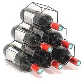 Suport metalic pentru sticle de vin Compactor, negru