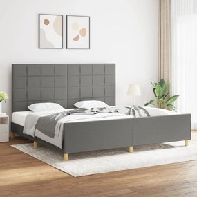 3125082 vidaXL Cadru de pat cu tăblie, gri închis, 200x200 cm, textil