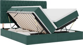 vidaXL Pat cu storage cu saltea Verde închis 180 x 200 cm Catifea