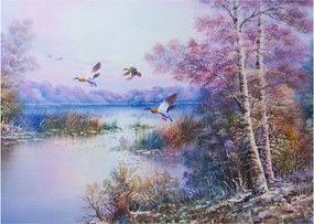 Tablou - Sosirea toamnei, pictură în ulei (70x50 cm)