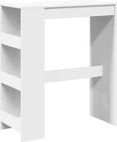 vidaXL Masă de bar cu rafturi, alb, 90x40x103,5 cm, lemn prelucrat