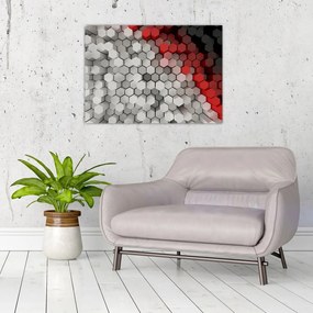 Tablou pe sticlă - 3D hexagoane (70x50 cm)