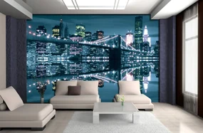 Fototapet - New York Bridge noaptea (152,5x104 cm), în 8 de alte dimensiuni noi