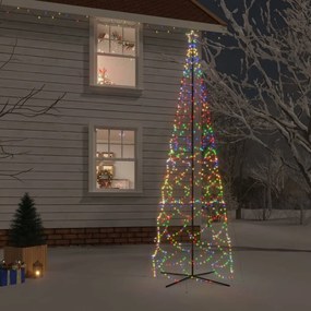 343512 vidaXL Brad de Crăciun conic, 1400 LED-uri, multicolor, 160x500 cm