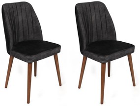 Set 2 scaune haaus Alfa, Antracit/Nuc, textil, picioare metalice