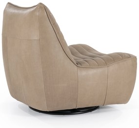 Fotoliu Matthew din piele, metal și lemn taupe