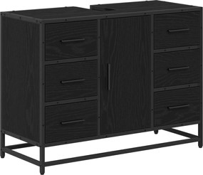 vidaXL Dulap de Baie cu ușă Stejar Negru 80 x 33 x 60 cm Lemn compozit