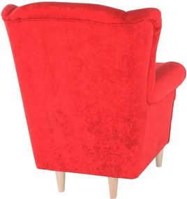 Fotoliu cu taburet, material roşu, ASTRID