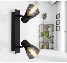 Aplica de perete / tavan cu 2 spoturi directionabile design modern CLAUDE negru