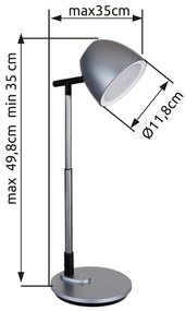 Lampa de birou aluminiu, plastic gri inchis LED CCT CASALA