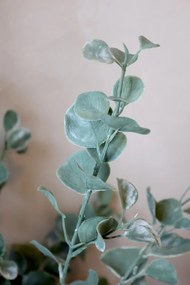 Planta decorativa artificiala eucalipt, in ghiveci negru, Fleur