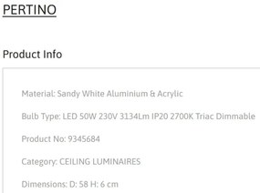 Plafoniera LED dimabila design circular PERTINO D-58cm