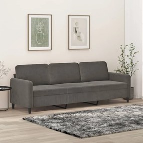 349064 vidaXL Canapea cu 3 locuri, gri închis, 210 cm, material catifea