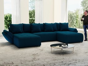 Colțar extensibil dumonde cu ladă de depozitare si sezut confortabil din spuma high-density, Berlin U Enjoy Petrol 380x180 cm