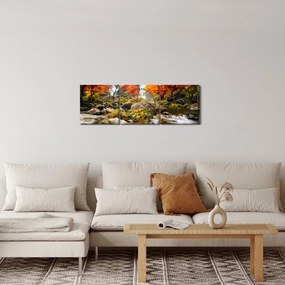 Tablou - Cascade în pădurea portocalie (cu ceas) (90x30 cm)