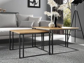 Set 2 măsuțe cafea Froyd (Negru + Stejar craft auriu) . 1105864
