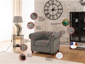 Fotoliu gri chesterfield cu tapițerie din catifea York Blik – Ropez