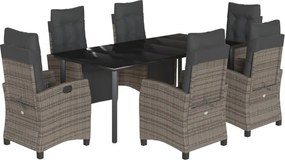 vidaXL Set mobilier de grădină cu perne, 7 piese, gri, poliratan