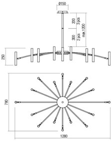 Lustră pe tijă RAYEN Redo 01-2776 16xG9/10W/230V bronz