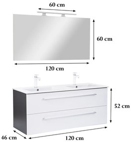 Mobilier complet de baie Vario Clam 120 antracit-alb
