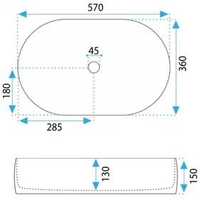REA-U0600 - Lavoar pentru blat ALMA 36x57 cm ceramică/alb lucios