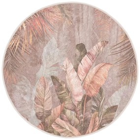 Covor roz deschis lavabil rotund ø 120 cm Dusty Leaves – Mila Home