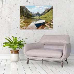 Tablou pe sticlă - Seealpsee, lac din Elveția (70x50 cm)