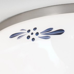 Plafoniera clasica Landhaus 28cm crom satin/ sticla opal decor albastru
