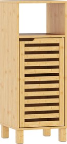 HOMCOM Dulap baie, raft deschis, dulap, lemn de bambus, ușă cu lamele, maro deschis | Aosom Romania