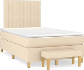 vidaXL Pat continental cu saltea, crem, 120x190 cm, textil